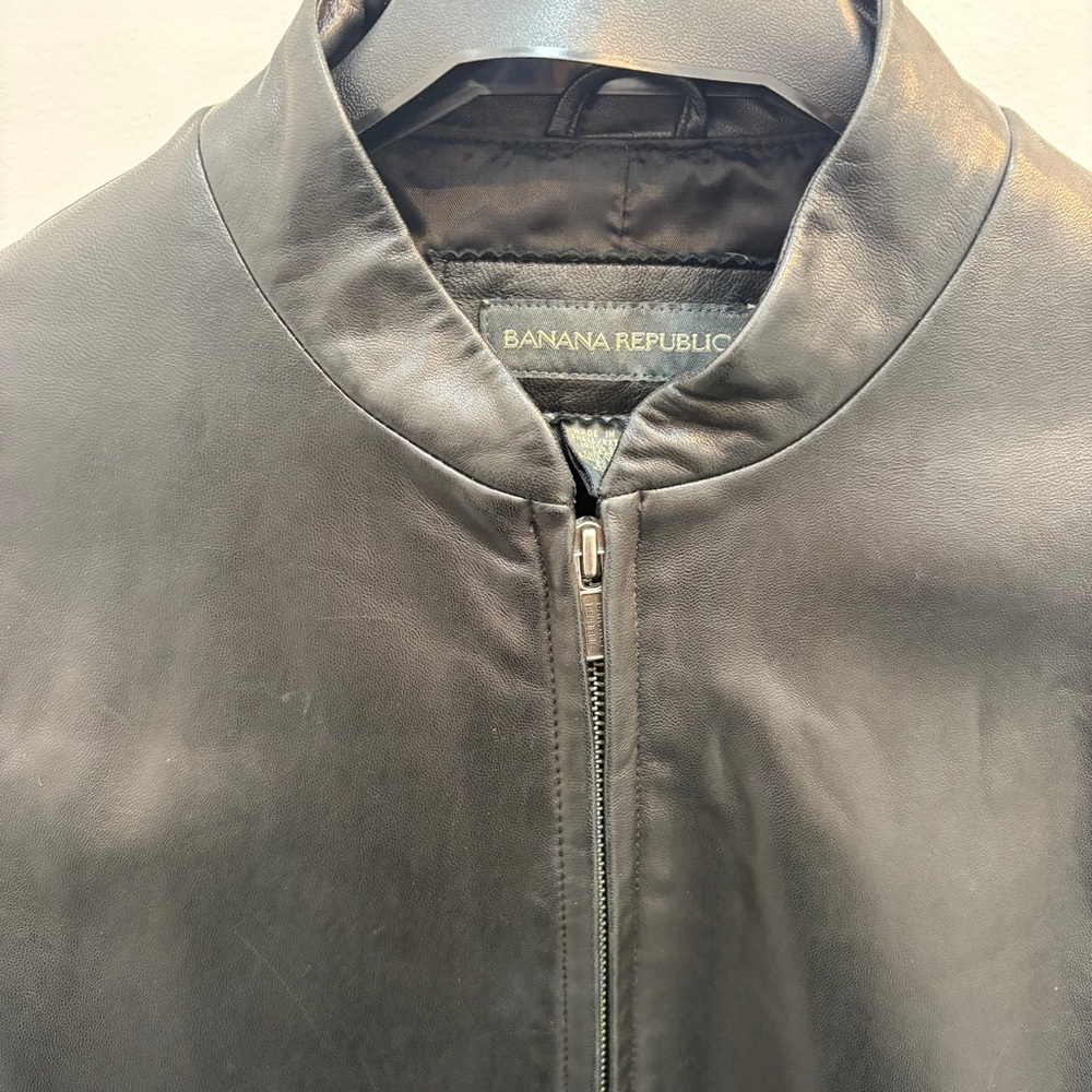 Banana Republic Black Leather Bomber Jacket - Picture 2 of 10
